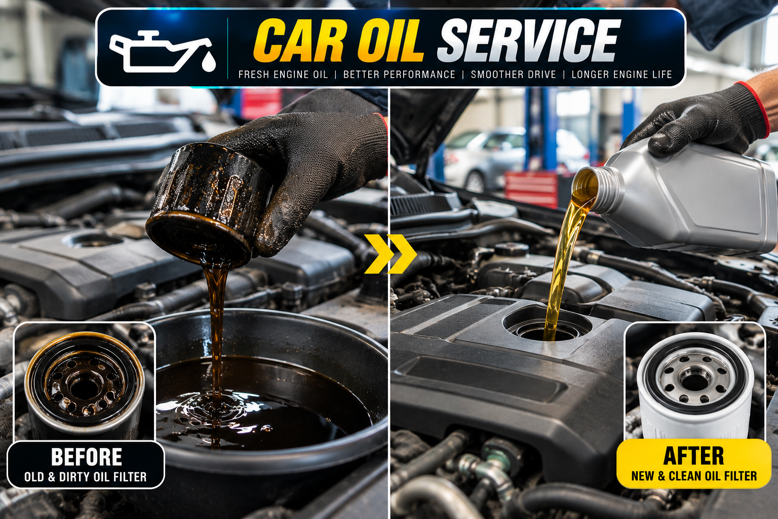 Car Oil Service Before and After